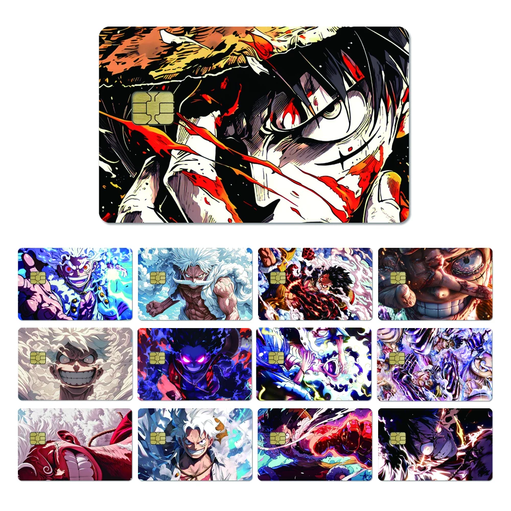 새로운 만화 애니메이션 원피스 기어 5 루피 DIY HD 무광 PVC 스티커 소형 칩 신용 카드 커버 케이스 필름 스킨 스티커 소녀 선물