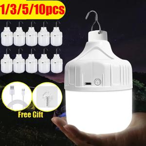 1-10pcs 높은 전원 LED 빛 휴대용 야외 램프 USB 충전식 비상 램프 캠핑 바베큐 램프 검색 빛 비상 전구