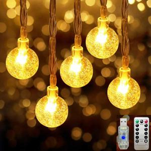 10m 야외 LED 글로브 스트링 라이트 USB DIY 요정 조명 리모컨 8가지 모드 가랜드 정원 파티 조명 크리스마스 장식