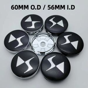 4개입 DS 로고 엠블럼 자동차 휠 센터 캡 60MM 56MM 휠 허브 캡 DS3 DS5 배지 림 허브캡 먼지 커버 교체용 자동차 액세서리