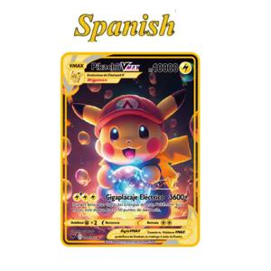 포켓몬 메탈 카드 10000 포인트 아르세우스 리자몽 슈퍼 카드 골든 스페인어 뮤츠 Vmax GX EX 애니메이션 컬렉션 카드 선물