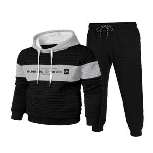 남성 겨울 의류 2025 유럽 자카드 신상 남성 스포츠 패션 긴팔 후드티+긴바지 투피스 세트