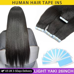 MRSHAIR 라이트 야키 테이프 인 헤어 익스텐션 인모 큐티클 레미 테이프 인 익스텐션 실크프레스드 야키 테이프 인 12-26인치 20개