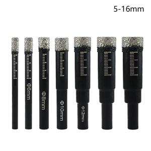 라운드 핸들 건식 브레이즈 다이아몬드 구멍 톱, 도자기 타일 대리석 유리 세라믹 크라운 드릴 비트용, 5mm, 6mm, 8mm, 10mm, 12mm, 14mm, 16mm