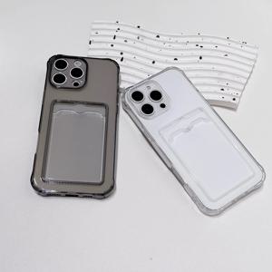 아이폰 에어 17 16 15 14 13 12 11 프로 Xs 맥스 미니 16e X XR 실리콘 케이스용 투명 충격 방지 ID ATM 카드 슬롯 보호 커버