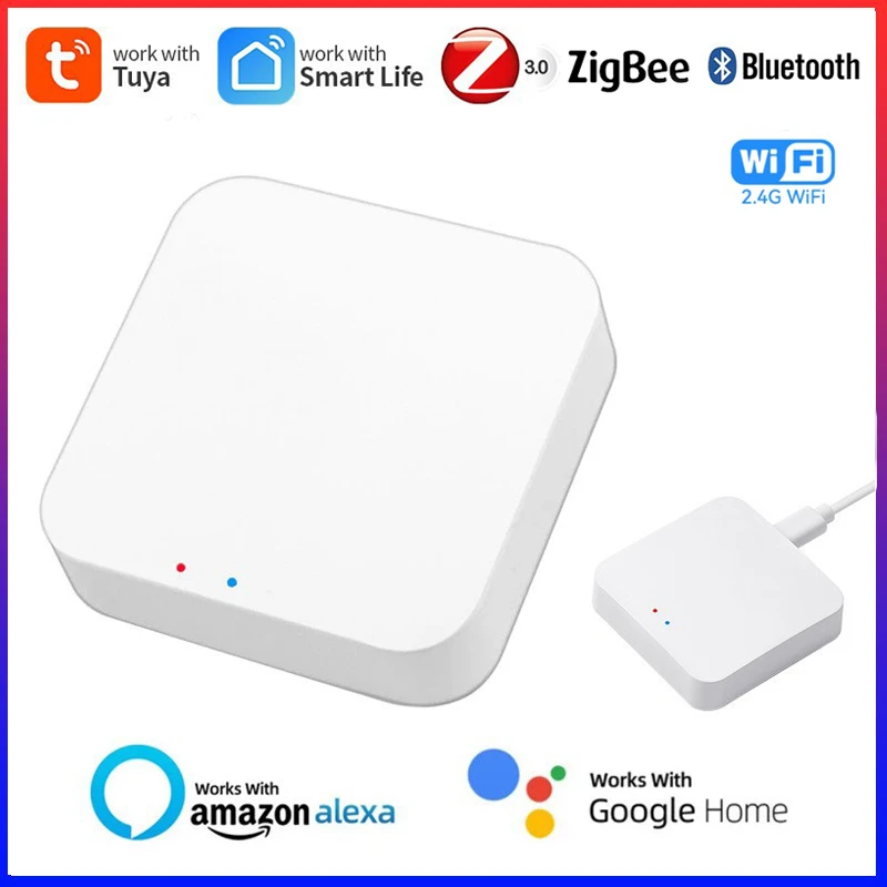 무선 멀티 모드 스마트 게이트웨이 ZigBee 블루투스 메시 허브, Tuya 스마트 라이프 앱 음성 제어 및 Alexa Google Home 연동