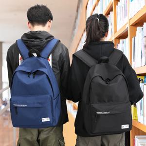 여아 남아용 대용량 학교 배낭, 나일론 경량 학생 배낭 학교 가방, 블랙 클래식 스타일 노트북 배낭