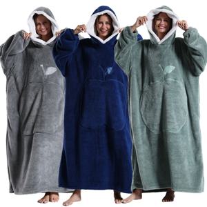 거대한 여성용 플러스 사이즈 후드티, 긴 빈티지 성인 오버사이즈 후드, 포켓 웨어러블 담요, 슬리브 커플 의류