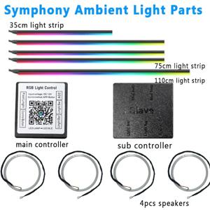18/22 IN 1 분위기 램프 부품 심포니 213 색상 35cm 75CM 110CM 아크릴 라이트 스트립 메인 컨트롤러 서브 컨트롤러 스피커