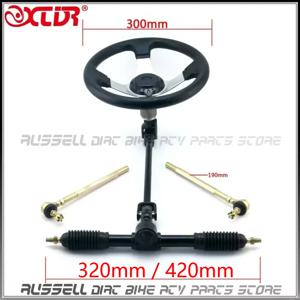 스티어링 휠 세트 320mm / 420mm 110CC Go Karting DIY 타이로드 랙 조정 가능한 샤프트 스티어링 너클 예비 부품 재발사