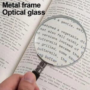 50/60/75/90/100mm 노인 및 어린이 신문 읽기 돋보기 반금속 휴대용 유리 돋보기 도구