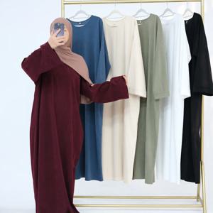 2024 겨울 두바이 여성 코듀로이 Abaya 드레스 라마단 이드 아랍어 겸손한 이슬람 의류 이슬람 파티 Jalabiya 패션 터키 가운