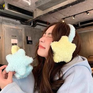 Y2K 스타 봉제 귀마개, 야외 사이클링 귀 보호, 컬러 차단, 따뜻한 겨울 귀마개, Y2K 헤드셋 이어 커버