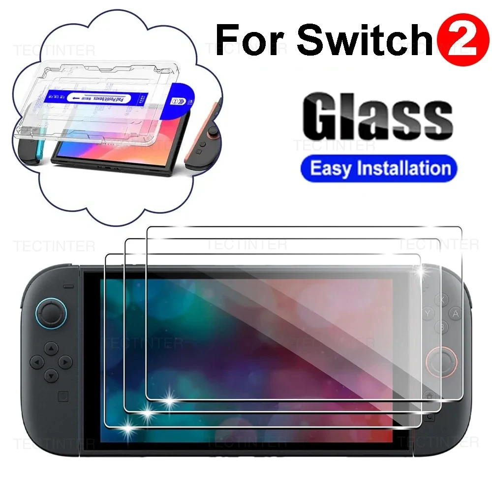닌텐도 스위치 2 콘솔 화면 보호기 자동 정렬 프레임 강화 유리 보호 필름 스위치 2 액세서리용