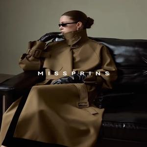 라우타로 봄 가을 롱 카키 트렌치 코트 여성용 벨트 더블 브레스티드 시크 럭셔리 디자이너 유럽 패션 의류 2025