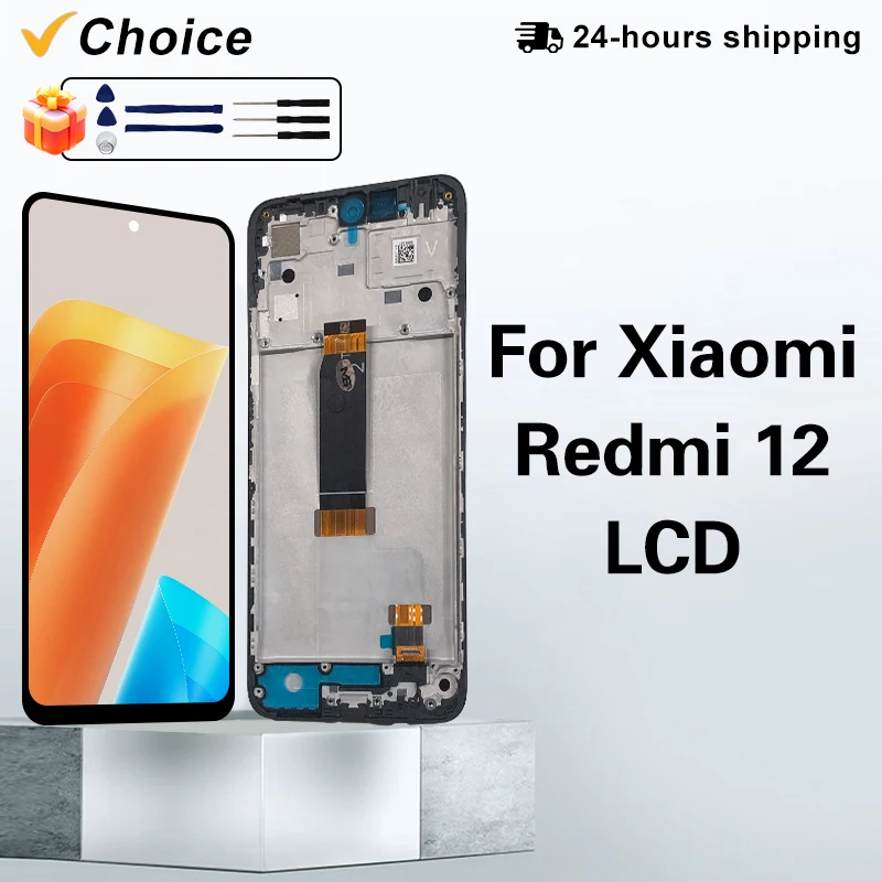 Xiaomi Redmi 12 LCD 23053RN02I Redmi 12 디스플레이 23053RN02Y 용 터치 패널 스크린 어셈블리 디지타이저 교체 부품 용 Chioce