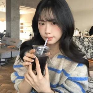 스트라이프 니트웨어 브이넥 폴로 탑 여성용 가을 겨울 긴팔 레이지 블루 따뜻한 스웨터 편안한 루즈핏 중국 브랜드