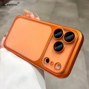 럭셔리 매트 하드 PC 울트라 슬림 케이스 아이폰 17 프로 맥스 16 15 14 13용 도금 카메라 필름 보호기 프로스트 충격 방지 커버