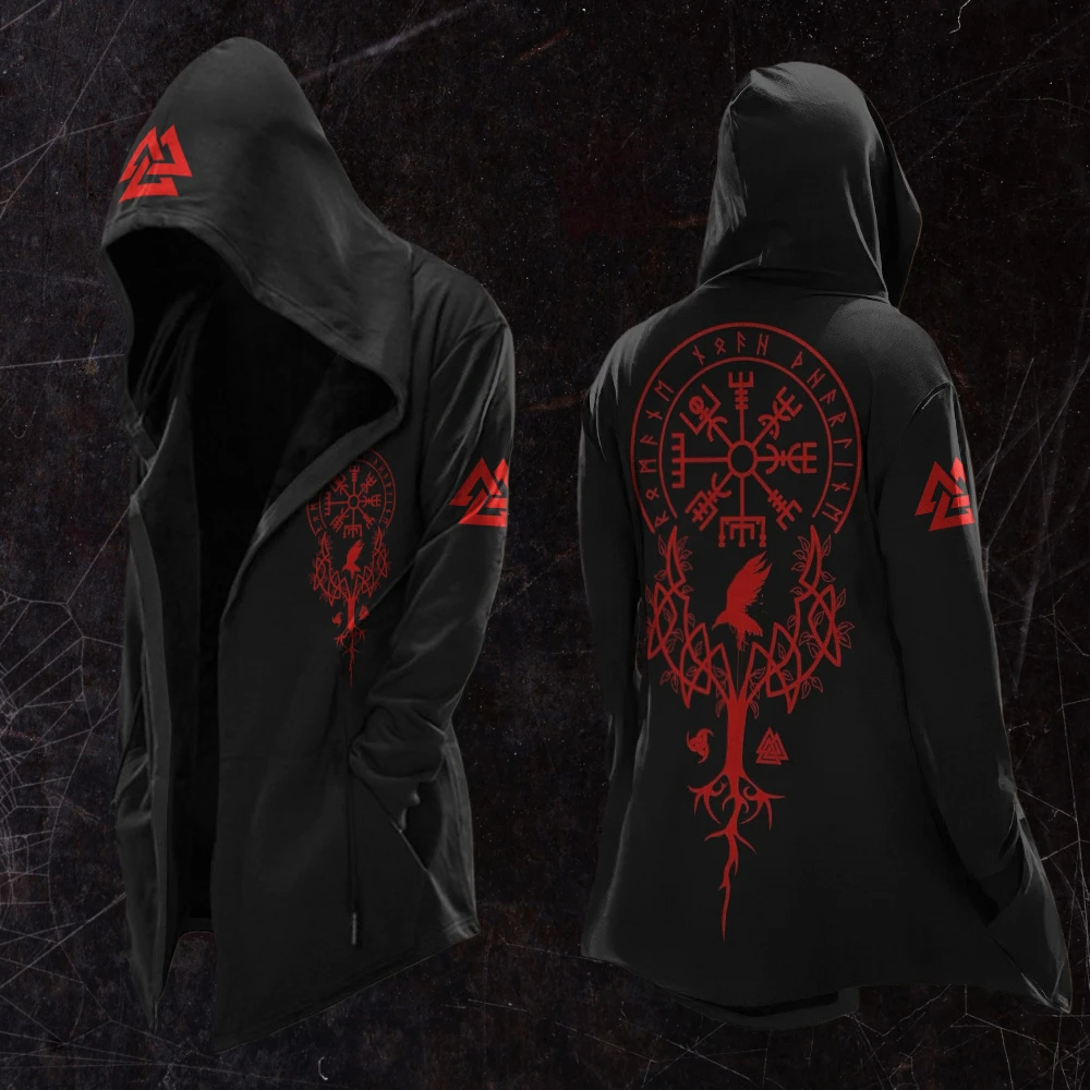 레트로 프린트 봄/가을 남성용 3D 디지털 프린트 오버사이즈 후드 윈드브레이커 가디건