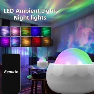 RGB 프로젝션 야간 조명 오로라 별이 빛나는 북극광 프로젝터 분위기 램프 USB 플러그 원격 제어 룸 파티 장식용