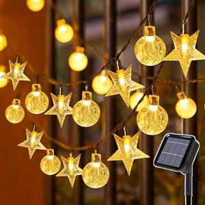 크리스탈 글로브 태양열 스트링 라이트 방수 야외 요정 조명 정원 나무 웨딩 파티 방 크리스마스 장식