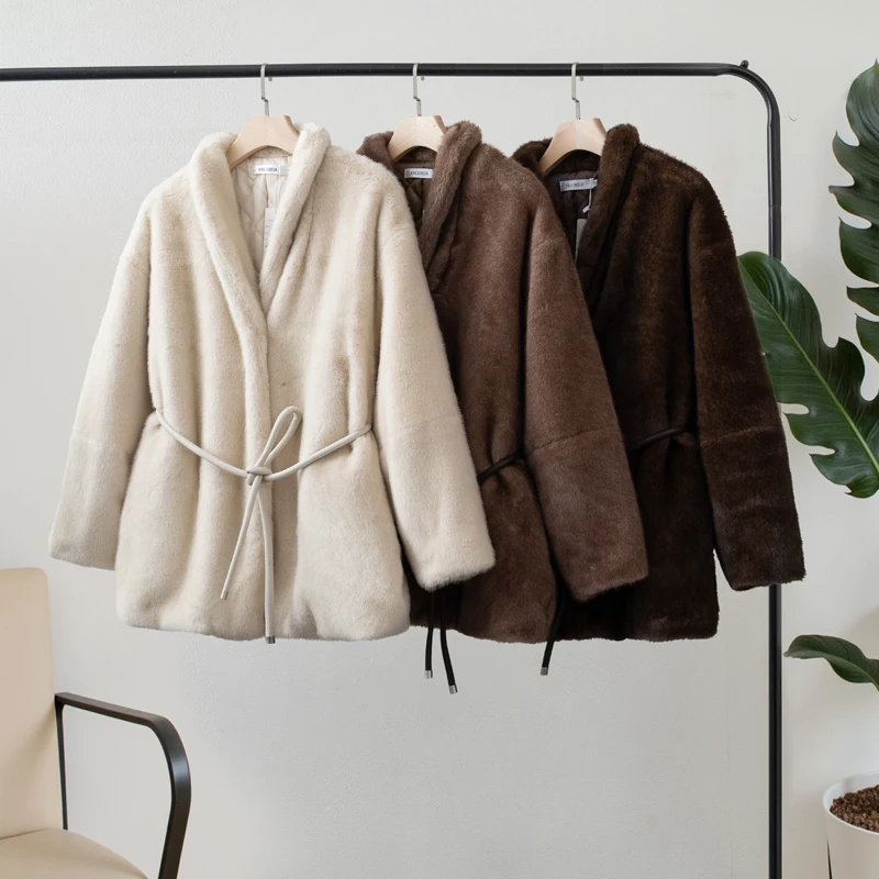 인조 모피 코트 여성용