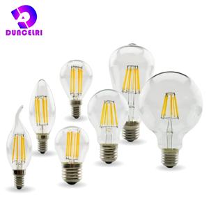 레트로 에디슨 LED 필라멘트 전구 램프, 빈티지 캔들 라이트, 유리 전구, E27 E14, 220V-240V, C35 G45 A60 ST64 G80 G95 G125