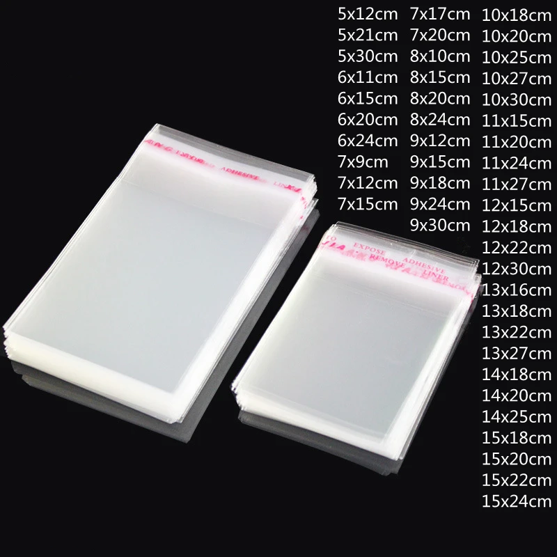 TETP 100Pcs 5 전선 명확한 자기 접착 가방 Resealable 방수 선물 음식 사탕 Pacakging OPP 비닐 봉투 셀로판 보관