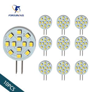 10pcs ACDC 12V 24V G4 LED 램프 2.2W 라운드 스포트라이트 깜박임 없음 통 전구 보트 범위 후드 조명 거실