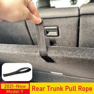 테슬라 모델 Y 리어 트렁크 로프 드로우스트링 오픈 테일 박스 커버 핸들 풀 스트랩 자동차 정리 액세서리 매트 보호 패드