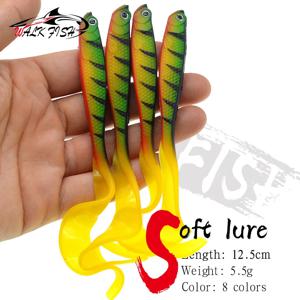 WALK FISH 4PCS 지그 워블러 낚시 미끼 12.5cm 5.5g 쉐드 T-꼬리 소프트 미끼 인공 실리콘 미끼베이스 파이크 낚시