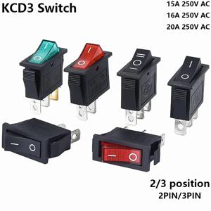 1PCS KCD3 로커 스위치 ON-OFF ON-OFF-ON 2 위치 3 핀 전기 장비 (조명 전원 스위치 포함) 16A 250V / 20A 125V AC