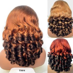 100% 베트남어 생 머리 가발 250 밀도 옹 브르 더블 그린 탄력있는 곱슬 느슨한 웨이브 13x4 HD 레이스 프론트 글루리스 가발 미리 뽑은