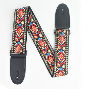 자수 프린트 기타 스트랩, 빈티지 에스닉 스타일, 조절식 스트랩, 포크 일렉트릭 기타 베이스 우쿨렐레 기타 액세서리