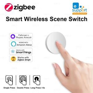 새로운 ZigBee 버튼 장면 스위치 지능형 연결 스마트 무선 벽 푸시 버튼은 Zigbee2MQTT Ewelink Alexa Alice와 함께 작동합니다.