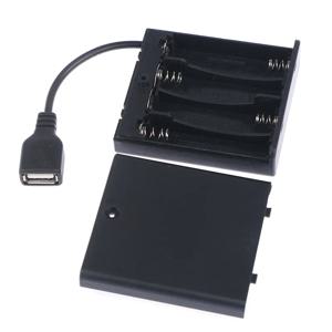 5V LED 스트립 조명 미니 전원 공급 장치용 검정색 1개 4 X AA USB 배터리 상자