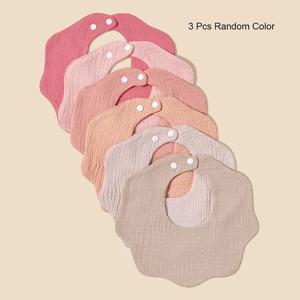 3팩(색상 랜덤) 아기 반다나 턱받이 남아 여아 신생아 유아 침 흘리기용