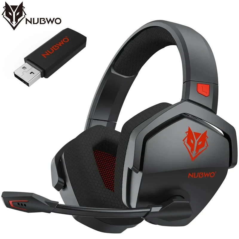 NUBWO G06 듀얼 무선 헤드셋 게이머용 마이크 포함 2.4GHz 블루투스 5.3 게이밍 헤드폰 (PS5, PS4, PC, 모바일, 스위치 호환)