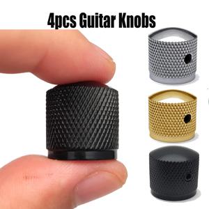 4개 금속 기타 컨트롤 노브 - 크롬/블랙/골드 |   렌치가 포함된 잠금 육각형 디자인 |   기타/베이스용 포텐쇼미터 캡