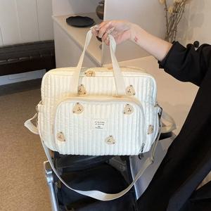 대형 엄마 가방 아기 정리함 출산용 팩 기저귀 핸드백 자수 여성 숄더 크로스백 병원 여행 엄마 아이 가방