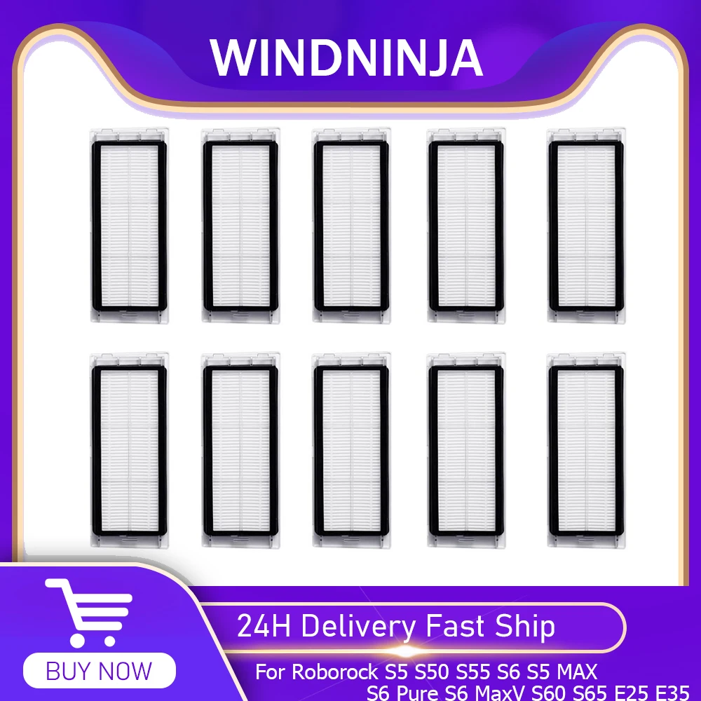 샤오미 로보락 S5 S50 S55 S6 S5 MAX S6 Pure S6 MaxV S60 S65 E25 E35 진공 청소기 액세서리 예비 부품용 HEPA 필터