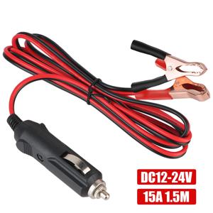 자동차 담배 라이터 소켓 악어 클립 배터리 익스텐션 코드, 15A 퓨즈, 수 플러그 어댑터 전원 코드 익스텐더, 24V, 12V
