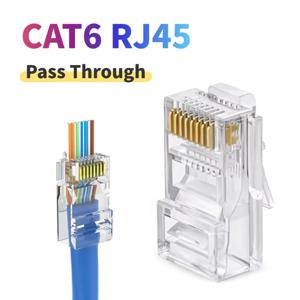 20PCS/50PCS RJ45 커넥터 cat5 cate5 cat6 솔리드 연선 Lan 네트워크 케이블 용 압착 8P8C 모듈러 플러그 통과