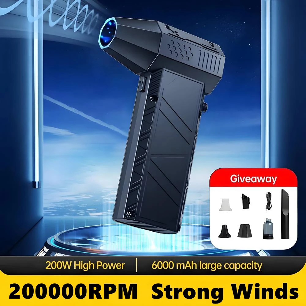 X6 강력한 공기 송풍기 200000 RPM 브러시리스 폭력 팬 진공 먼지 청소기 강한 바람 53 메터/초 터보 제트 송풍기 유형-C 충전
