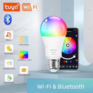 Tuya 스마트 LED 전구 220V 110V 15W 20W 블루투스/Wifi E27 Alexa LED 램프 RGB 스마트 라이프 APP Google Assisatnt 음성 제어