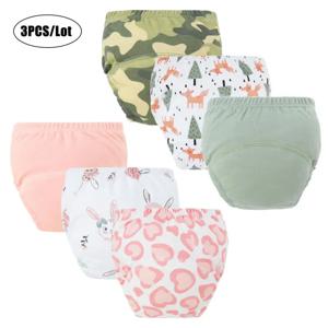 3 개/몫 아기 기저귀 바지 코튼 유아 훈련 바지 만화 인쇄 재사용 가능한 기저귀 통기성 신생아 유아 속옷
