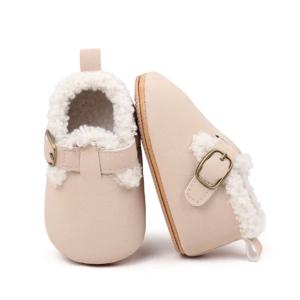 겨울 따뜻한 아기 플러시 신발 야외 방한 유아 첫 워커 두꺼운 양털 어린이 운동화 미끄럼 방지 유아 부드러운 밑창 신발