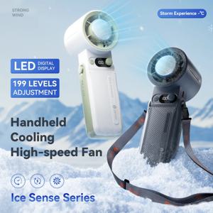 휴대용 휴대용 팬 강한 바람 199 기어 풍속 LED 디지털 디스플레이 조정 가능한 터보 휴대용 야외 휴대용 8000mAh