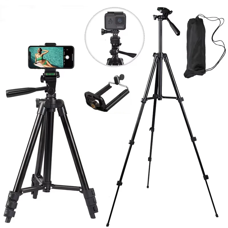 3120 삼각대 전화 100cm 범용 카메라 삼각대 스탠드 전화 홀더 Xiaomi Huawei DSLR 용 경량 범용 사진