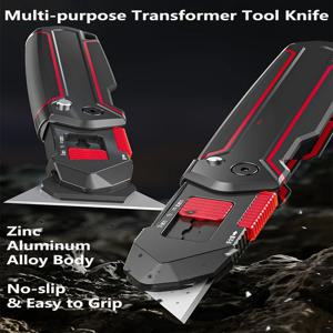 모양 변경 칼 삽 다기능 커터 고탄소 강철 블레이드 항공 우주 알루미늄 본체 절단/스크래핑 스위치 1초